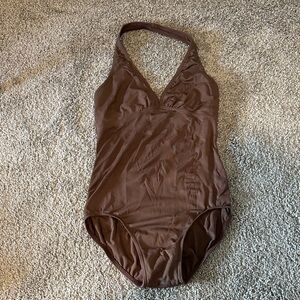 Mirella Brown Halter Leotard